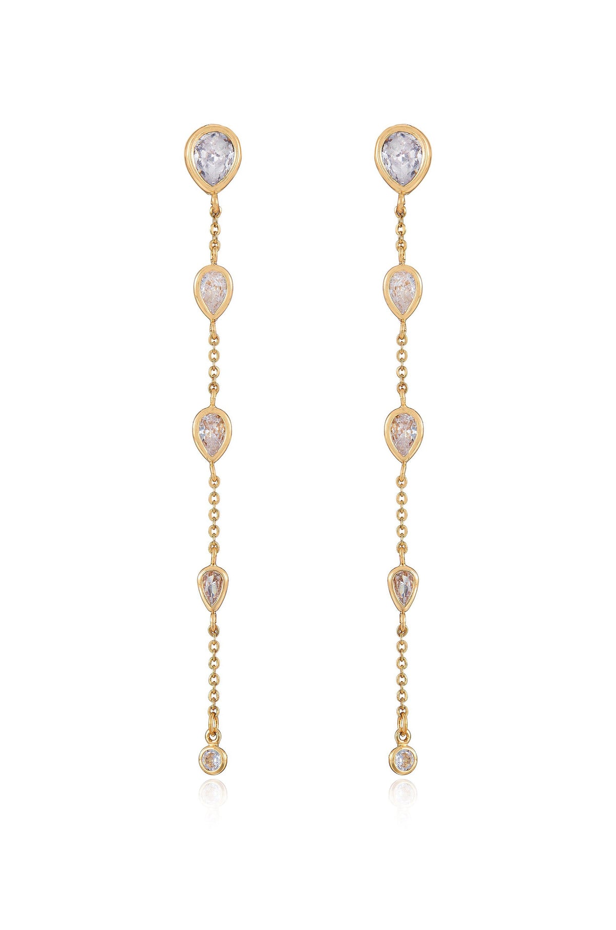 Dainty Bezel Crystal Dangle Earrings