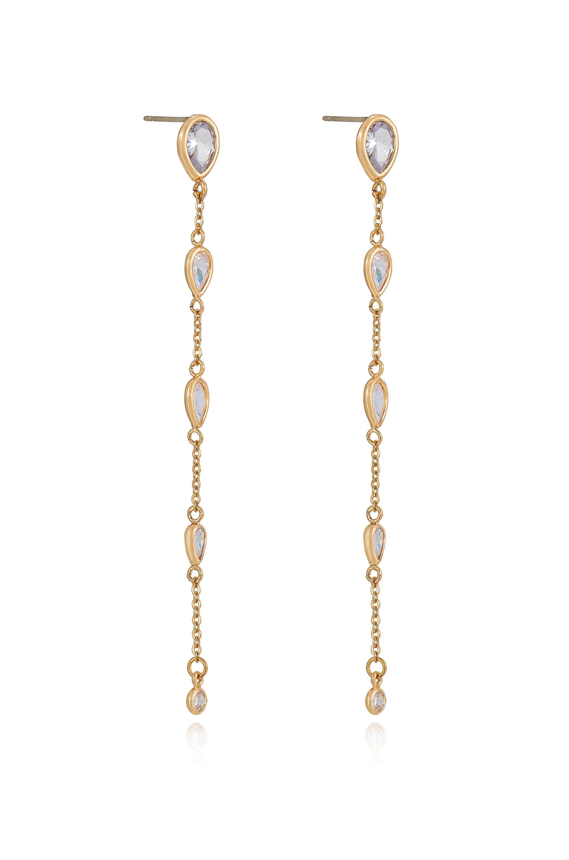 Dainty Bezel Crystal Dangle Earrings