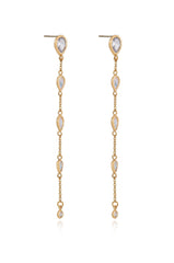 Dainty Bezel Crystal Dangle Earrings