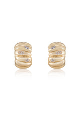 Bezel Crystal Crescent Huggie Hoops