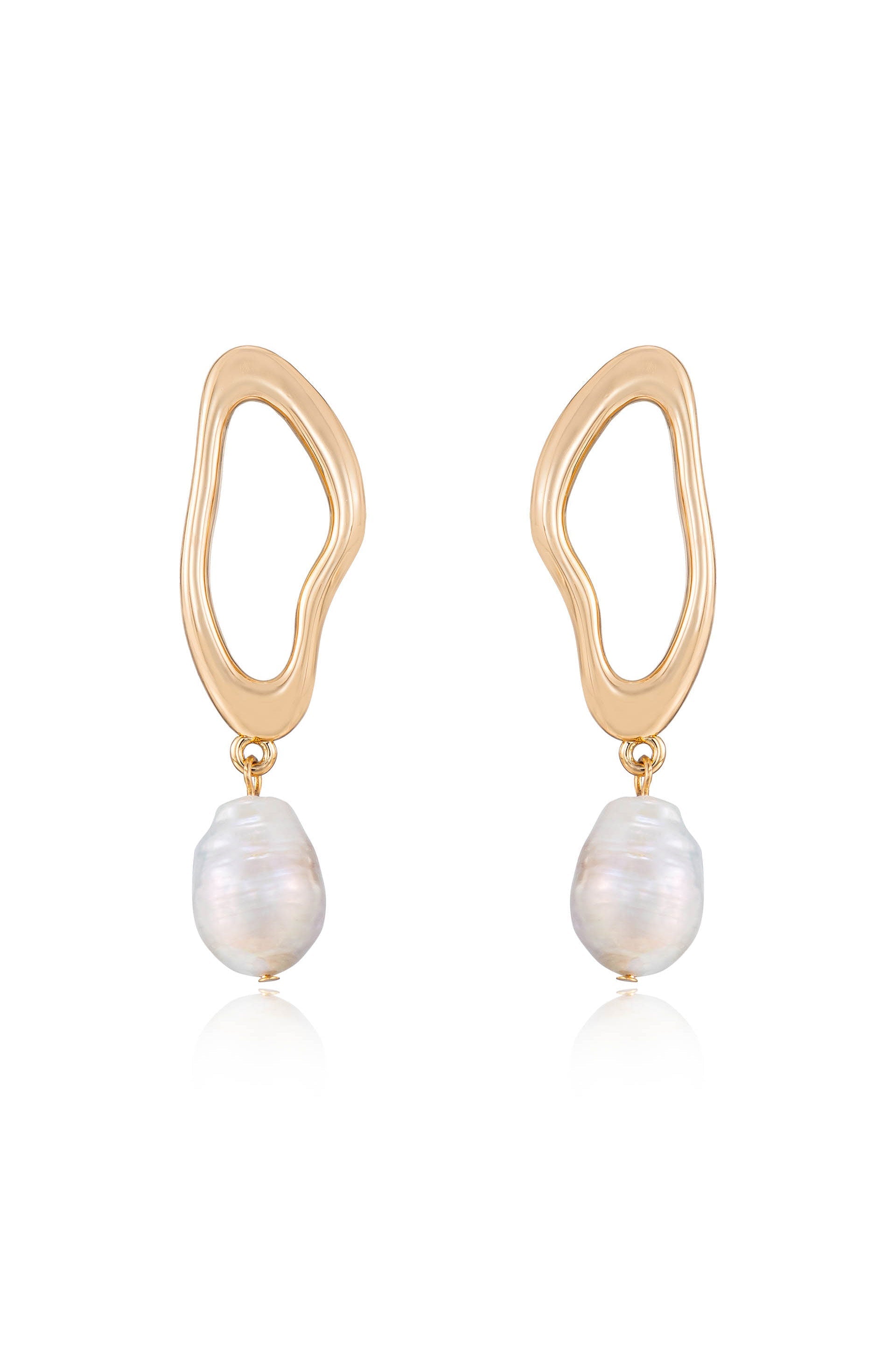 Open Circle Freshwater Pearl Earrings
