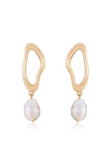 Open Circle Freshwater Pearl Earrings