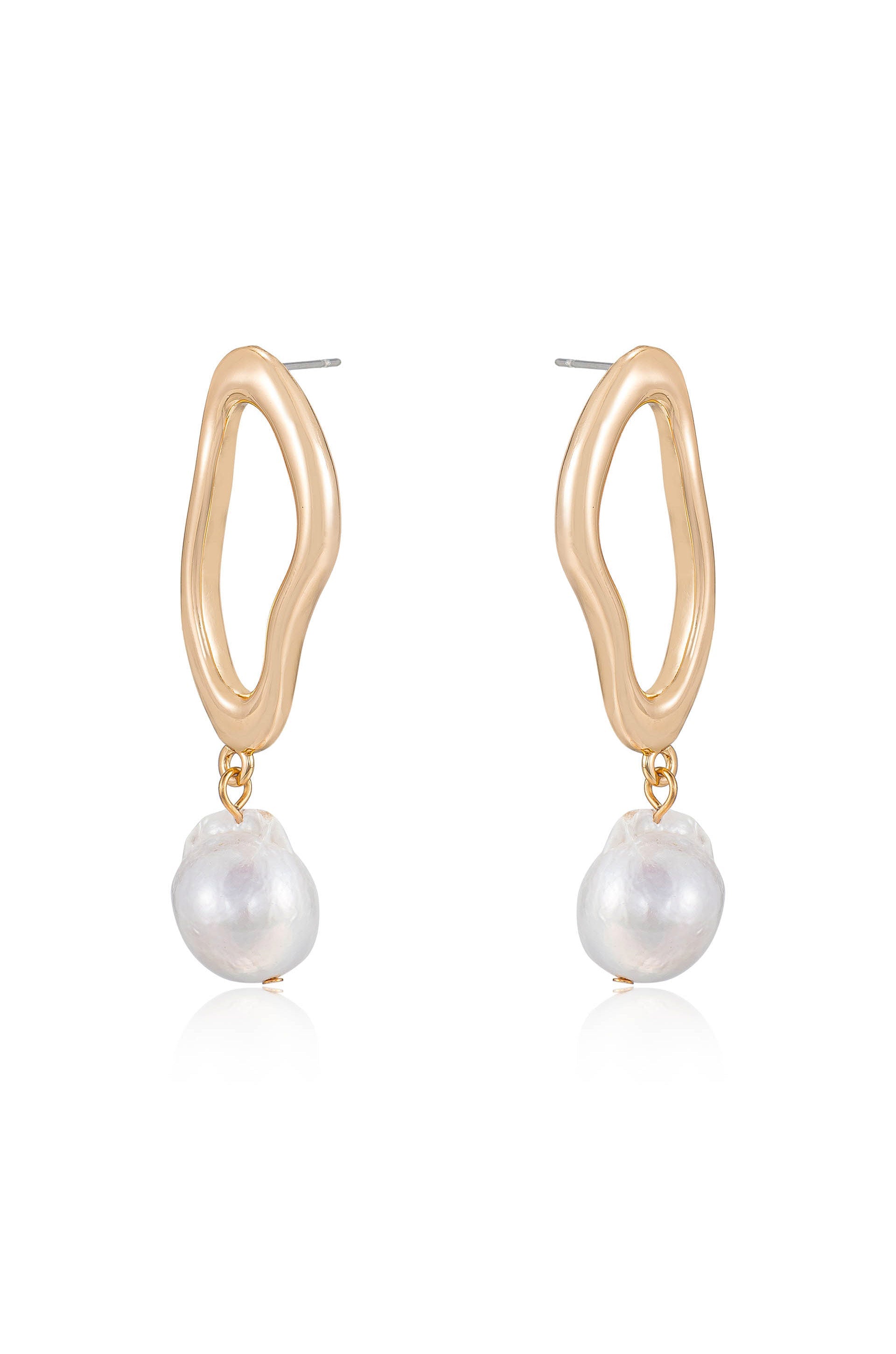 Open Circle Freshwater Pearl Earrings
