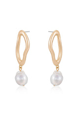 Open Circle Freshwater Pearl Earrings