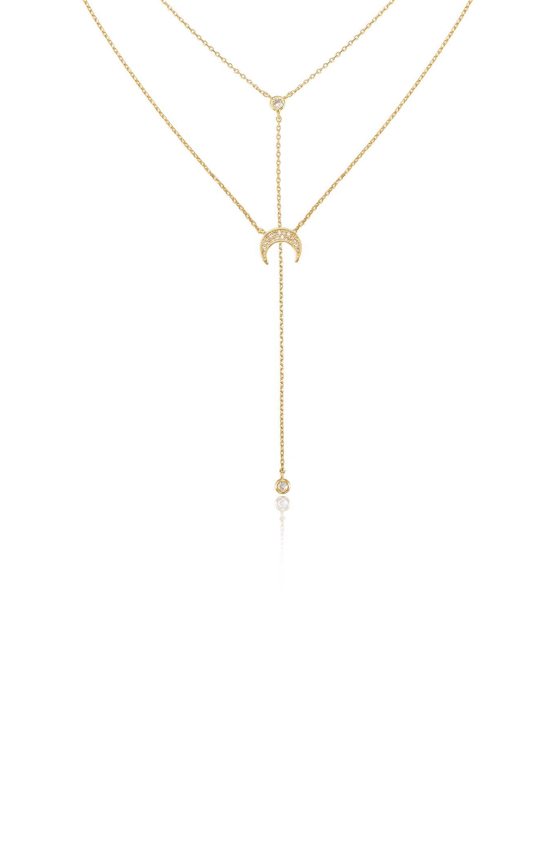 Dainty Layered Crescent Moon Necklace Set