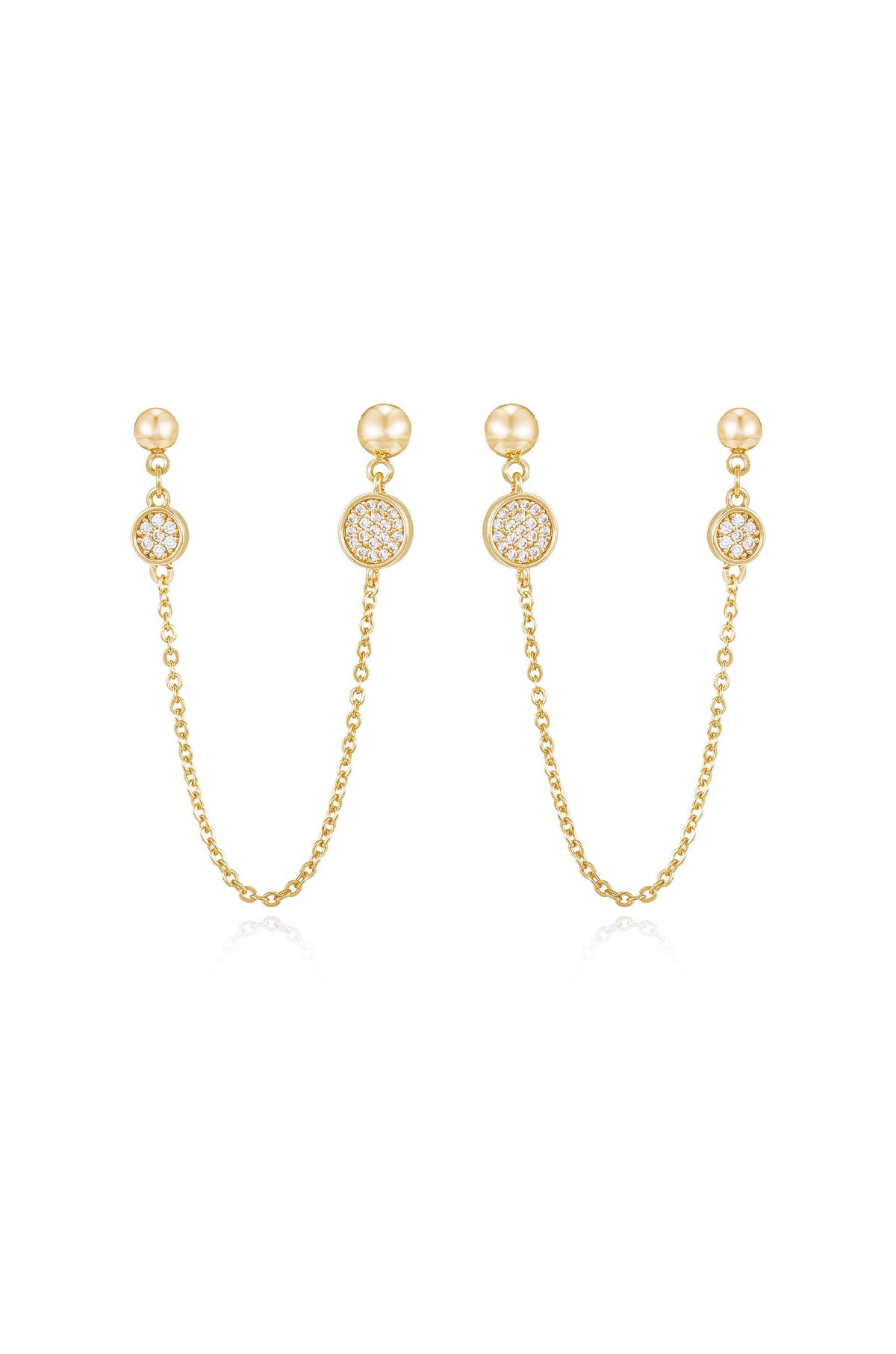 Double Piercing Chain Drop Earrings