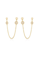 Double Piercing Chain Drop Earrings