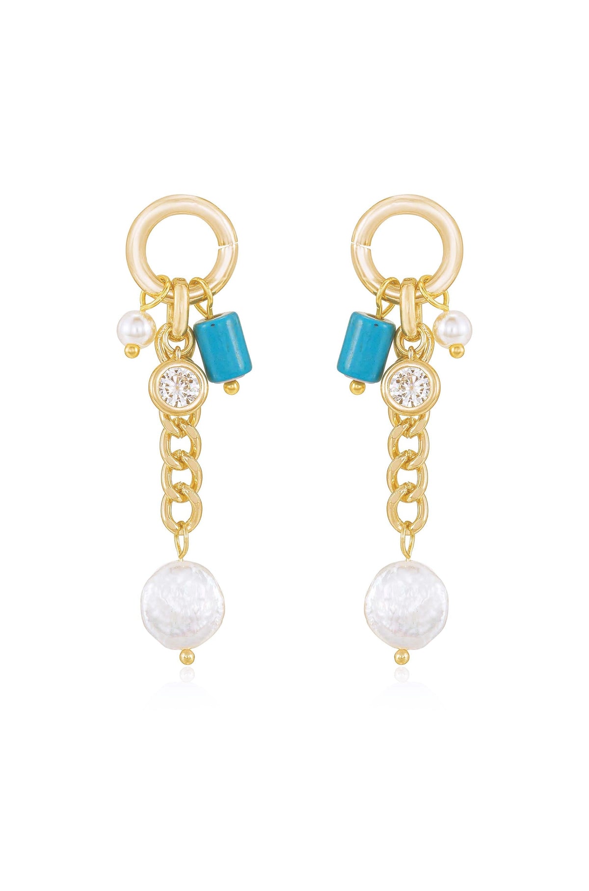 Pearl and Charm Dangle Earrings