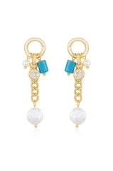 Pearl and Charm Dangle Earrings