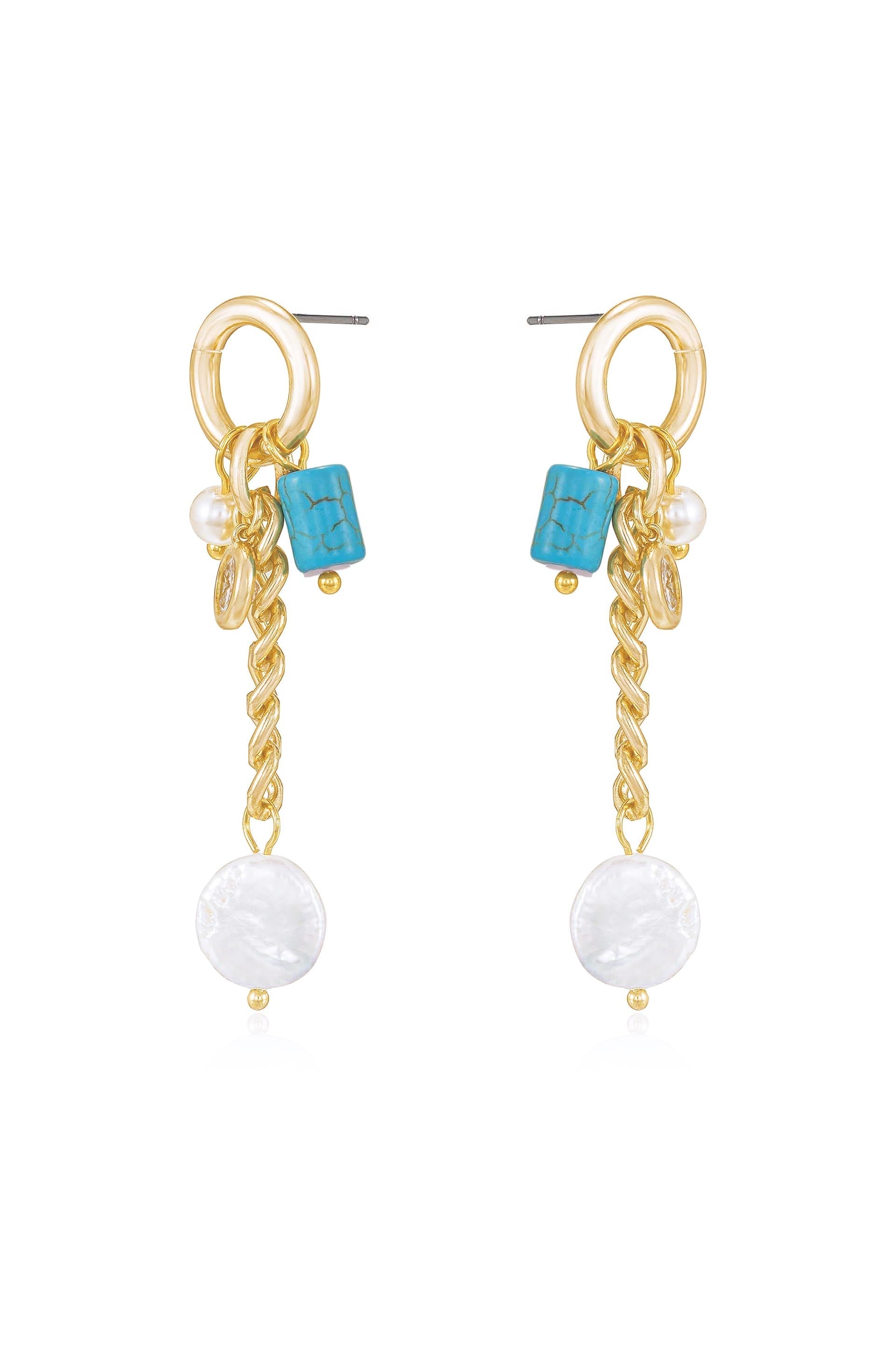 Pearl and Charm Dangle Earrings