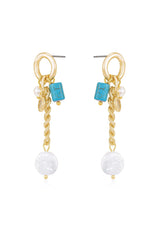 Pearl and Charm Dangle Earrings