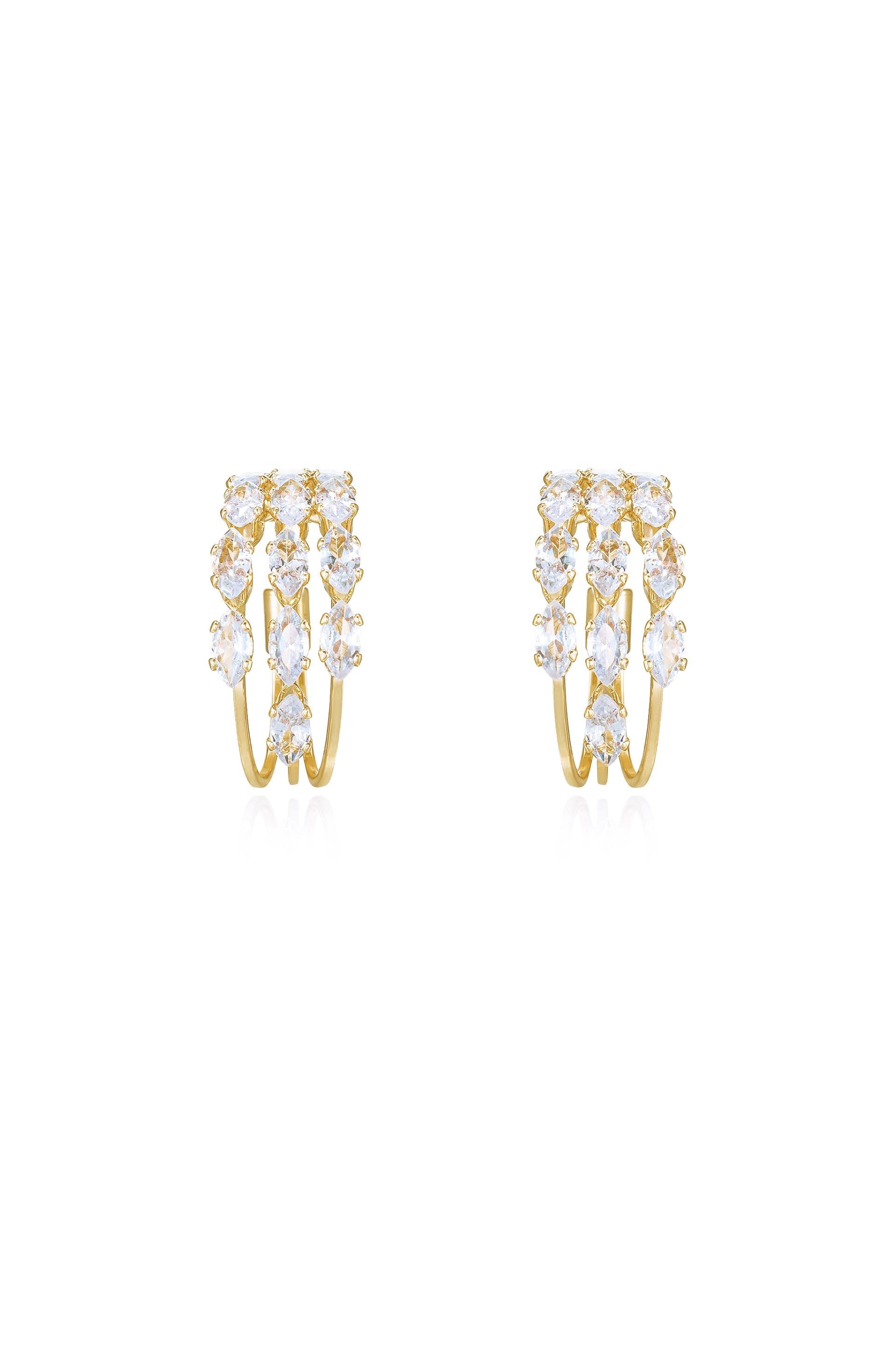Multi-Crystal Huggie Hoop Earrings