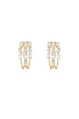 Multi-Crystal Huggie Hoop Earrings