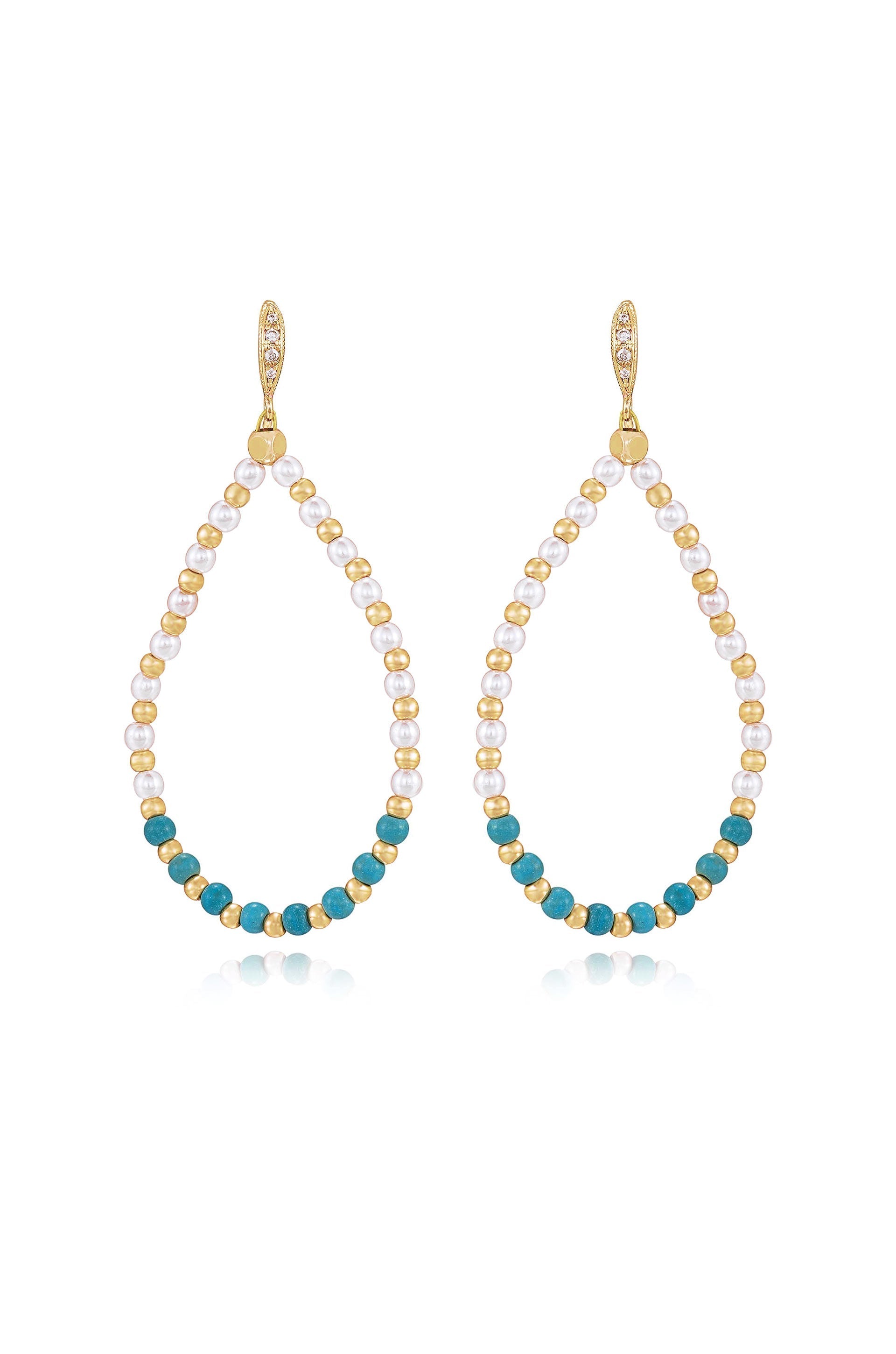 Turquoise and Pearl Teardrop Earrings