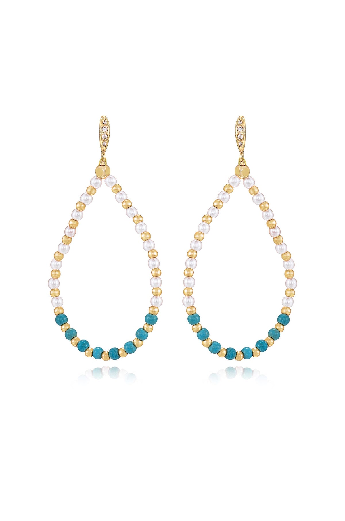 Turquoise and Pearl Teardrop Earrings