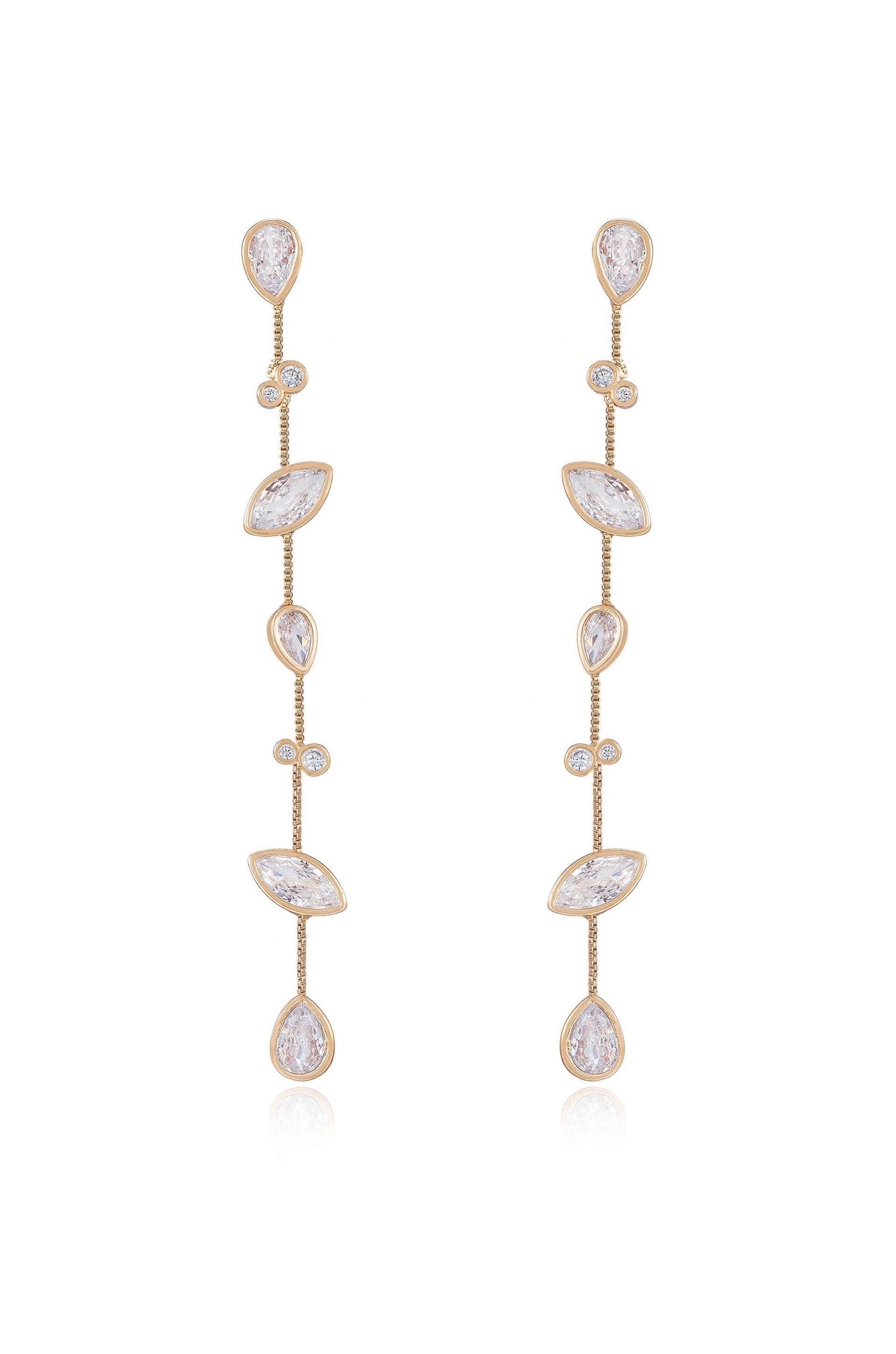 Falling Bezel Crystal Dangle Earrings