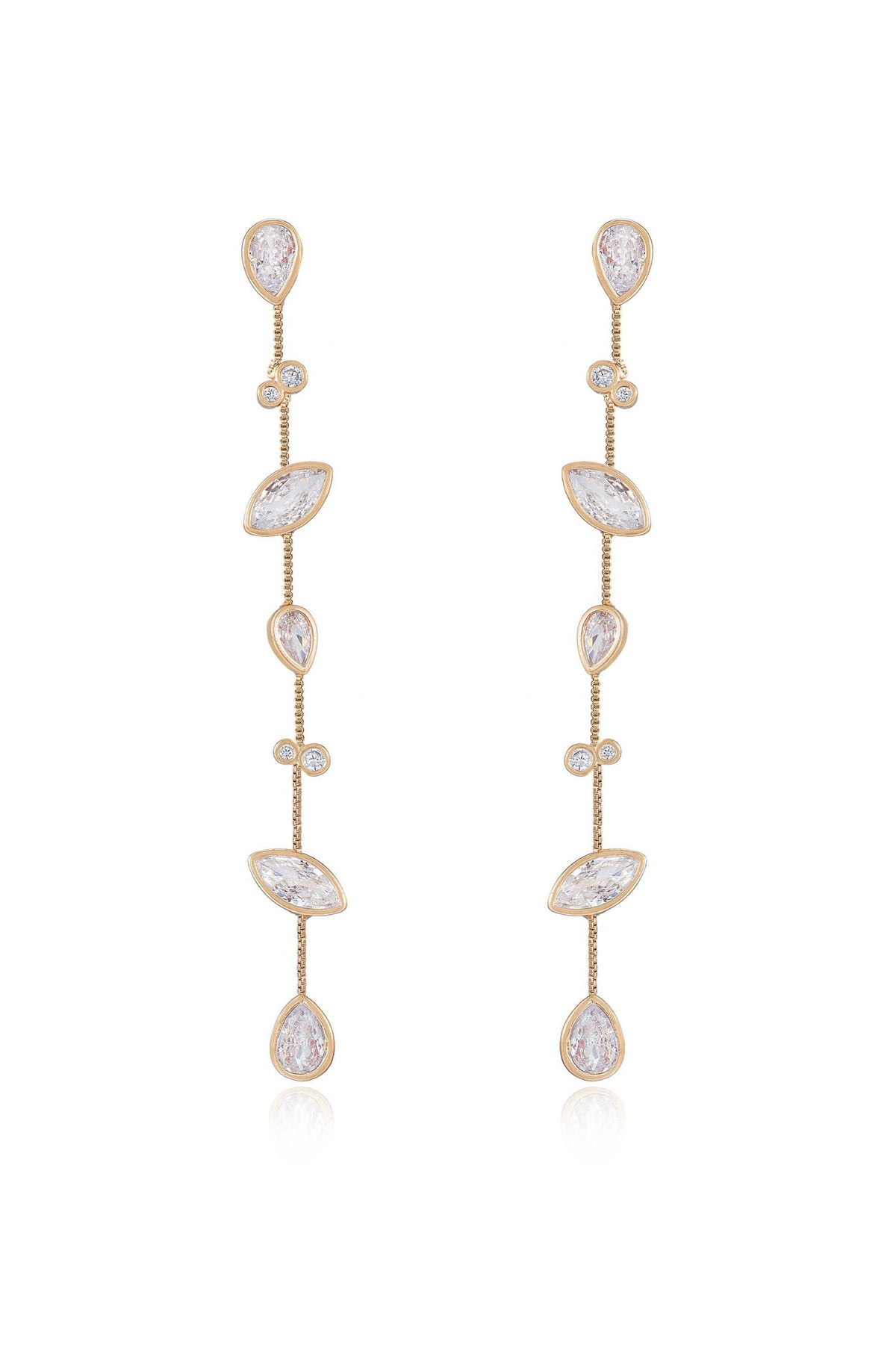 Falling Bezel Crystal Dangle Earrings