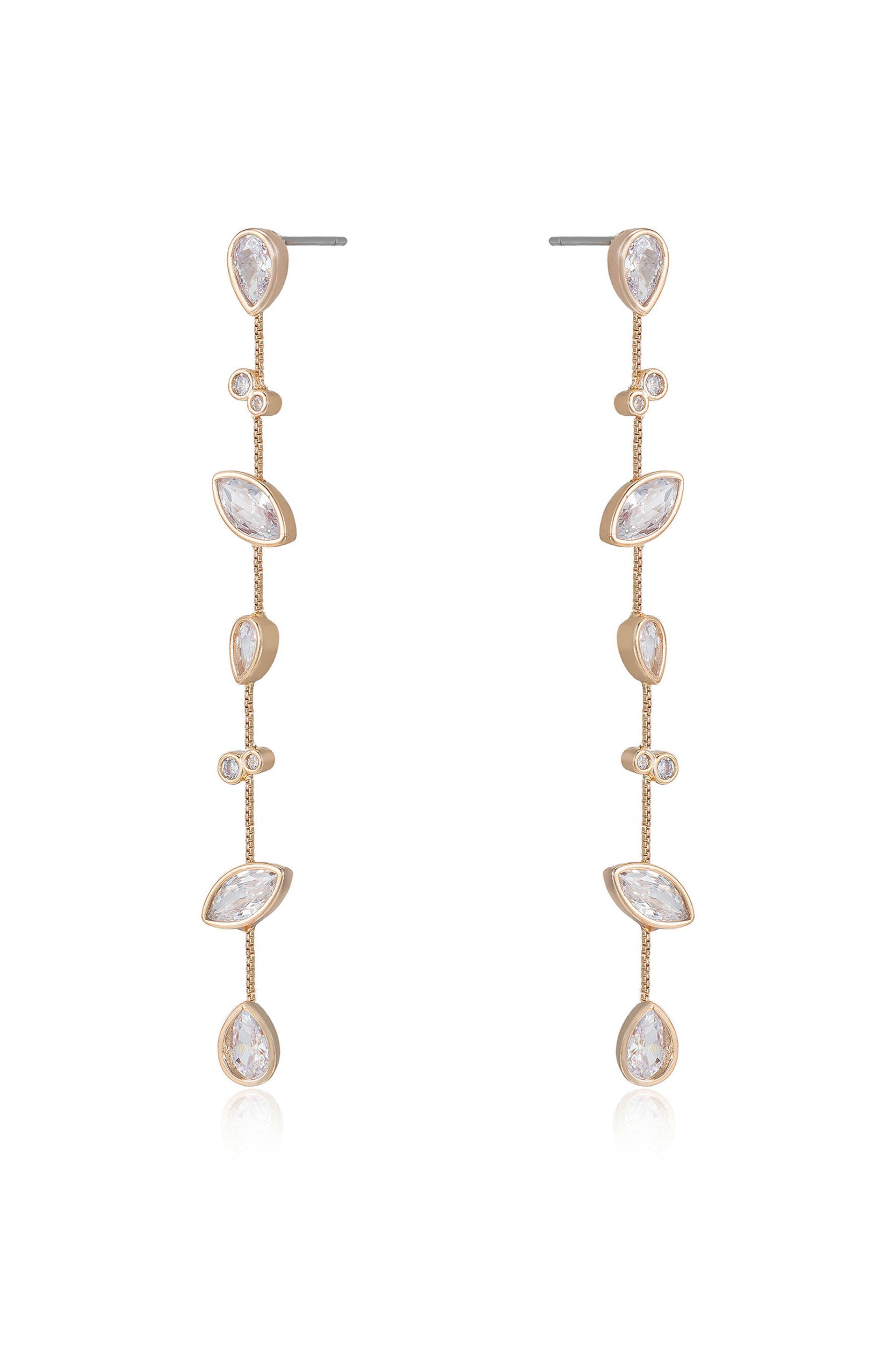 Falling Bezel Crystal Dangle Earrings