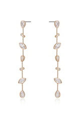 Falling Bezel Crystal Dangle Earrings