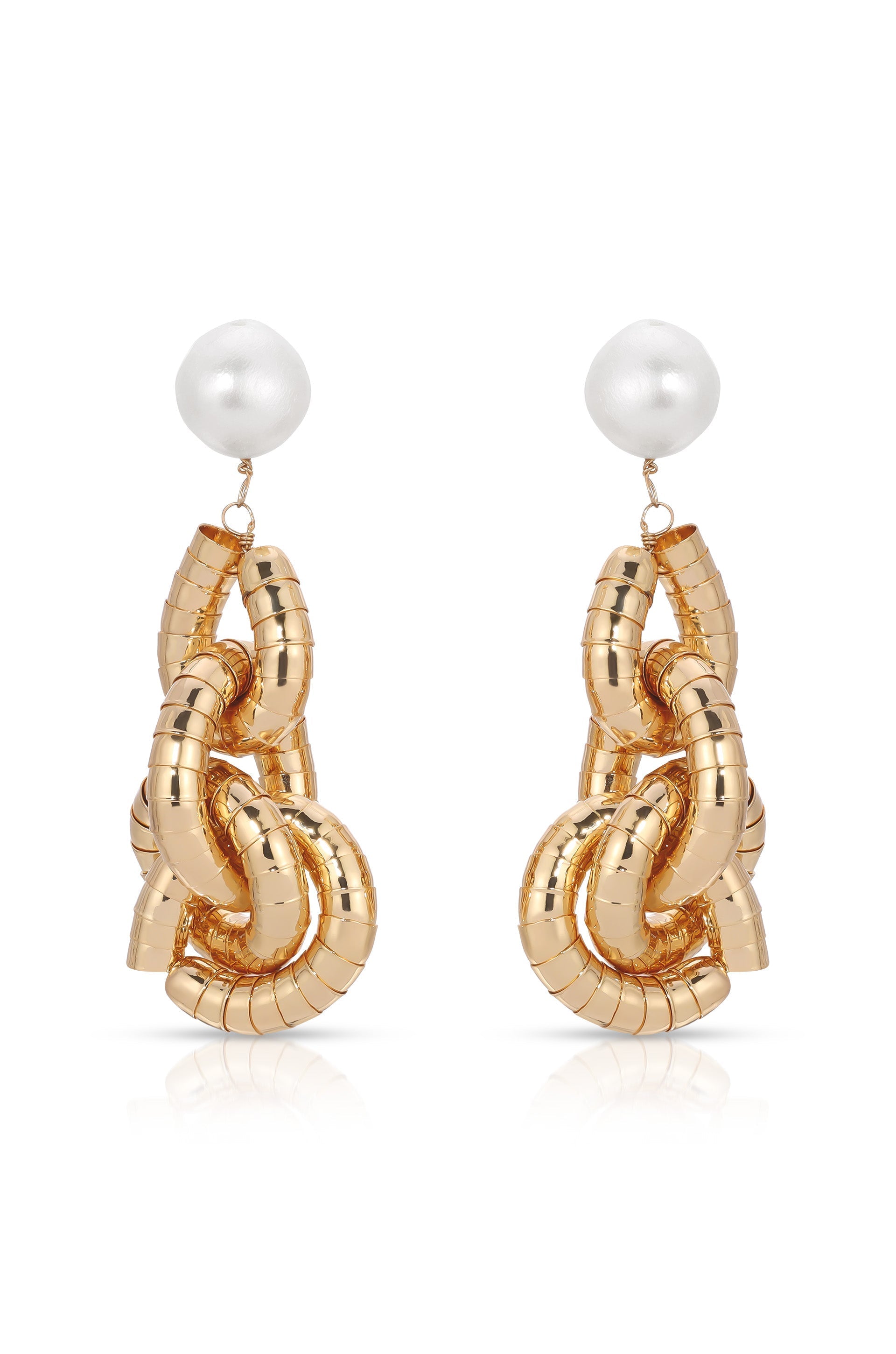 Liquid Gold Pearl Drop Earrings