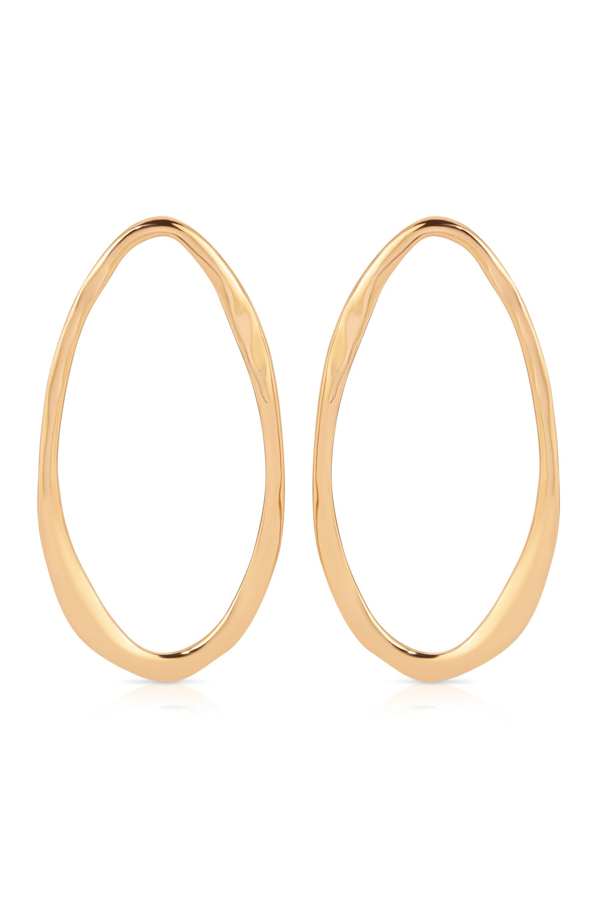 Hammered Large Oval Earrings