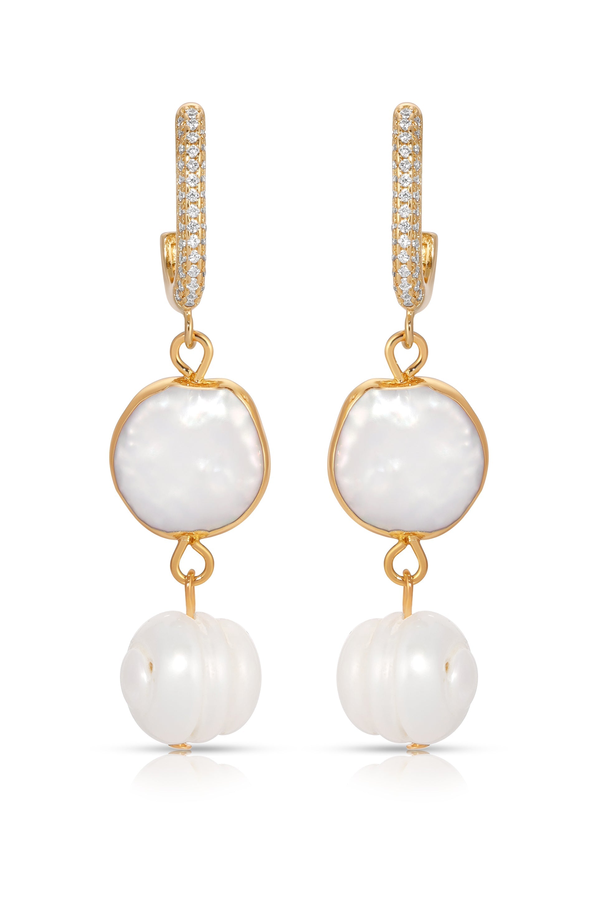 Dangling Freshwater Pearl Huggie Hoop Earrings