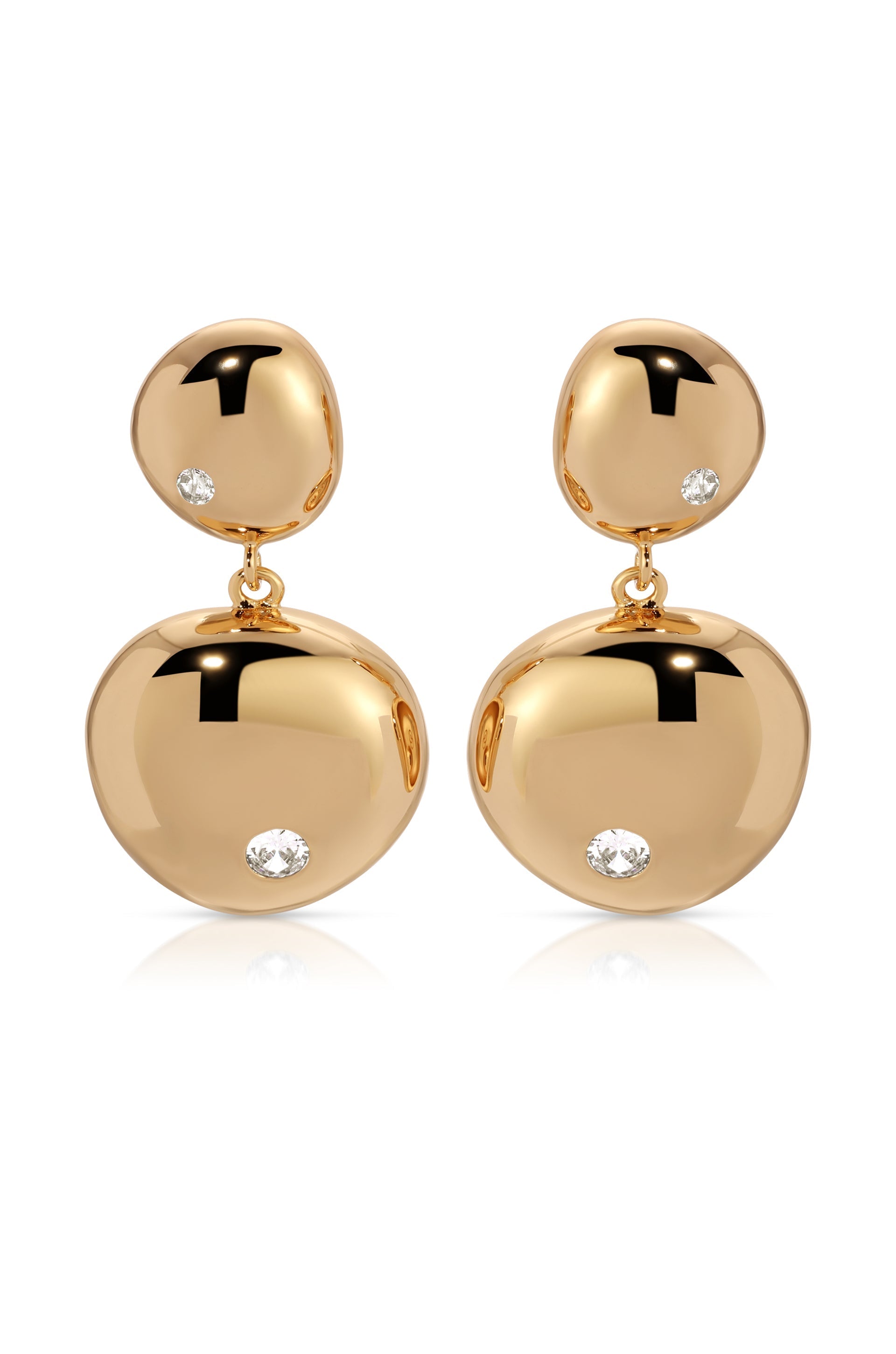 Polished Double Pebble Drop Earrings