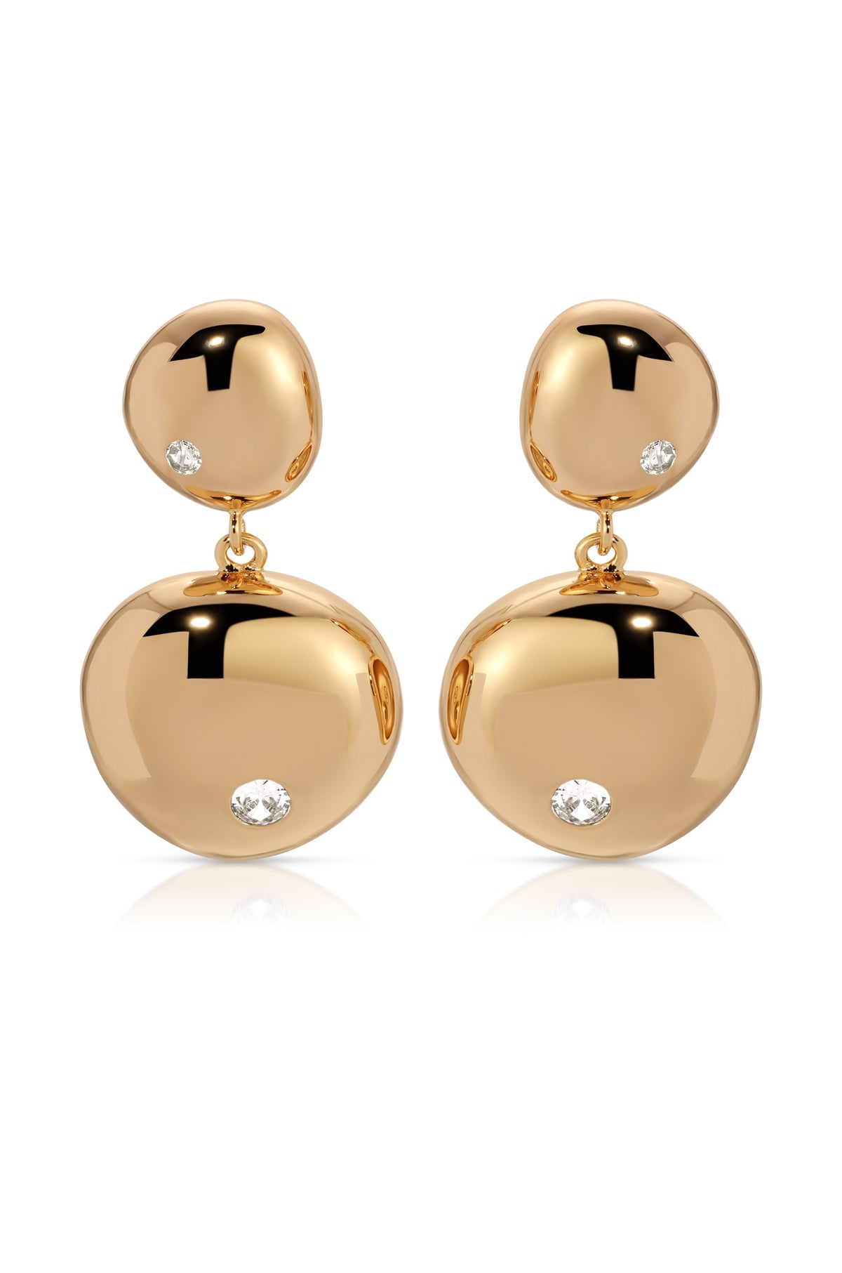 Polished Double Pebble Drop Earrings