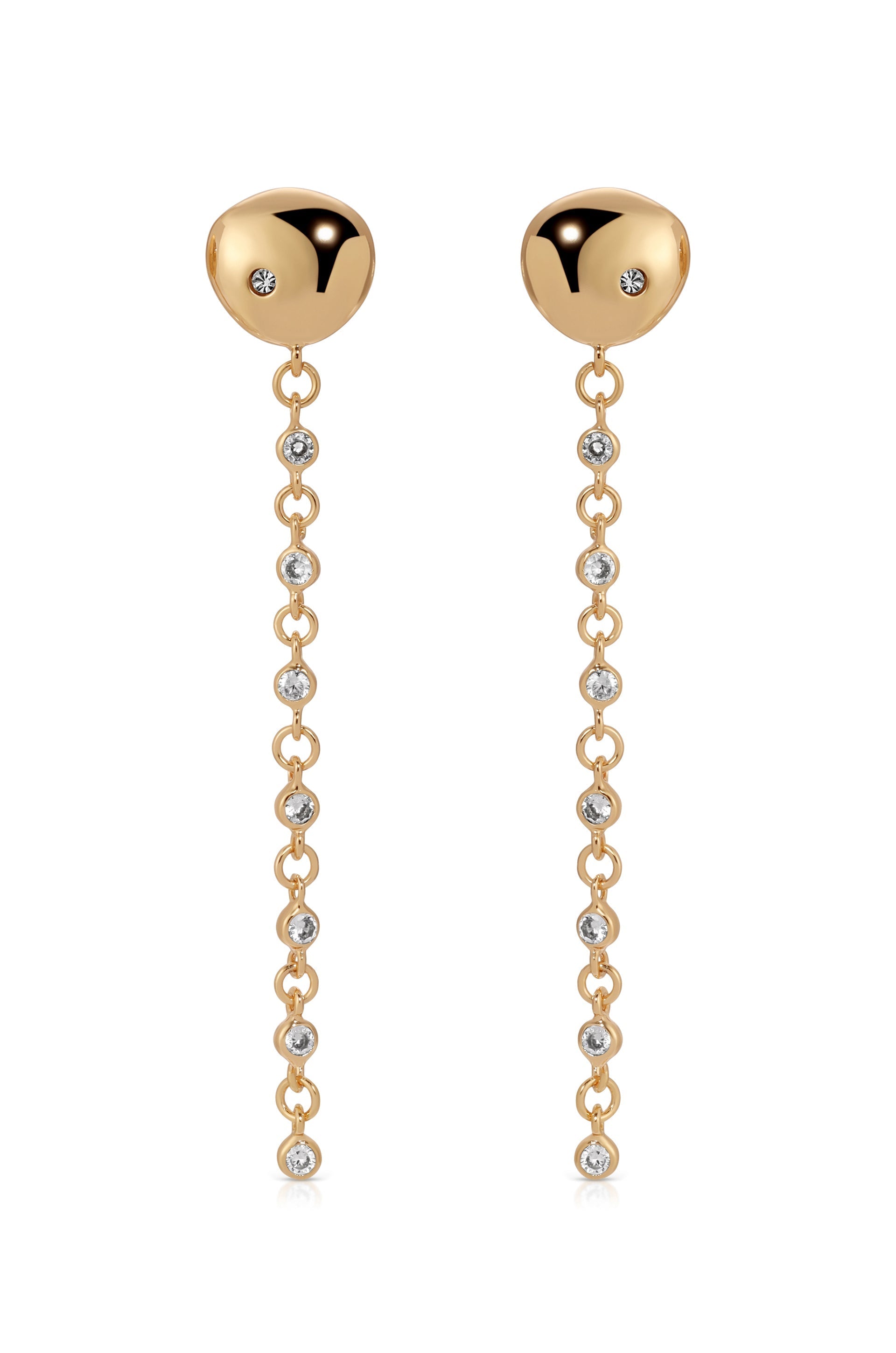 Polished Pebble Linear Chain Earrings