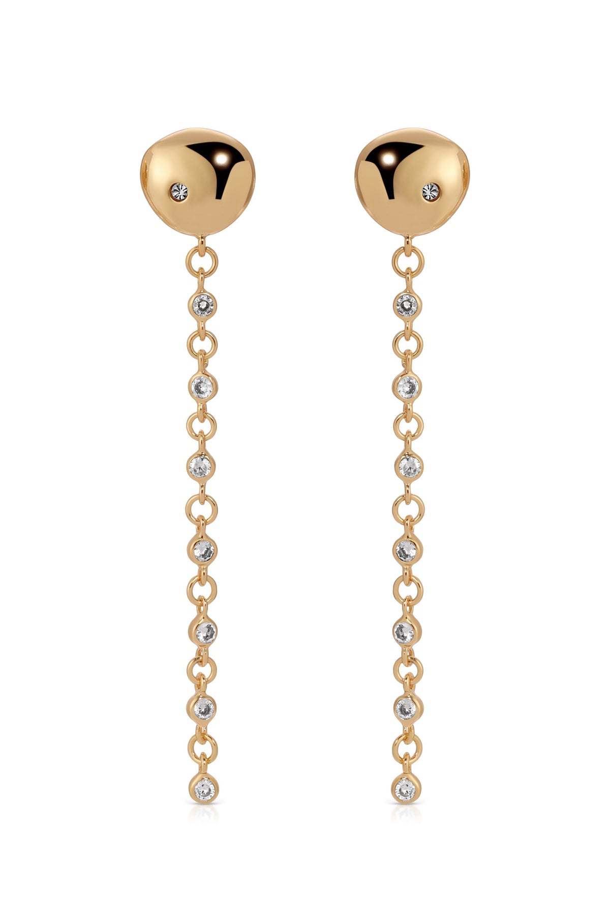 Polished Pebble Linear Chain Earrings