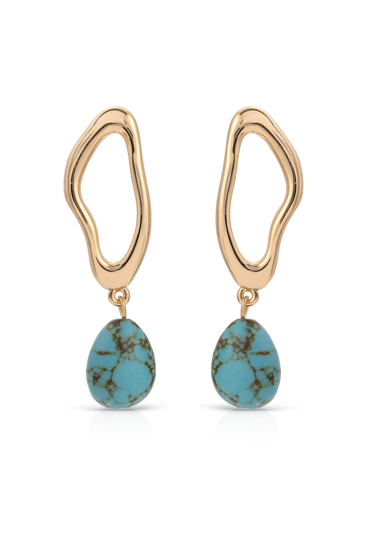 Open Circle Turquoise Dangle Earrings