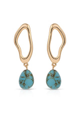Open Circle Turquoise Dangle Earrings