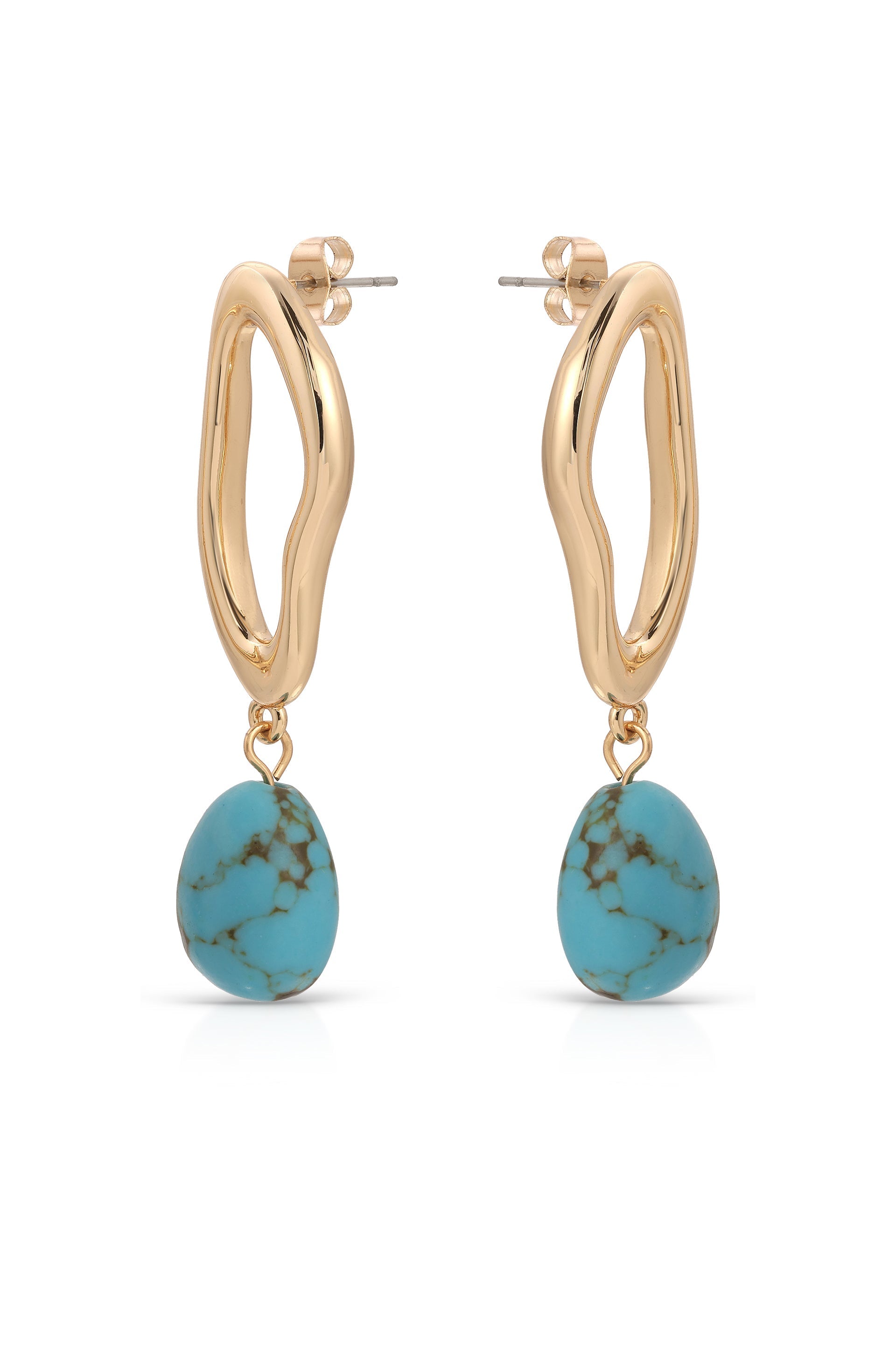 Open Circle Turquoise Dangle Earrings