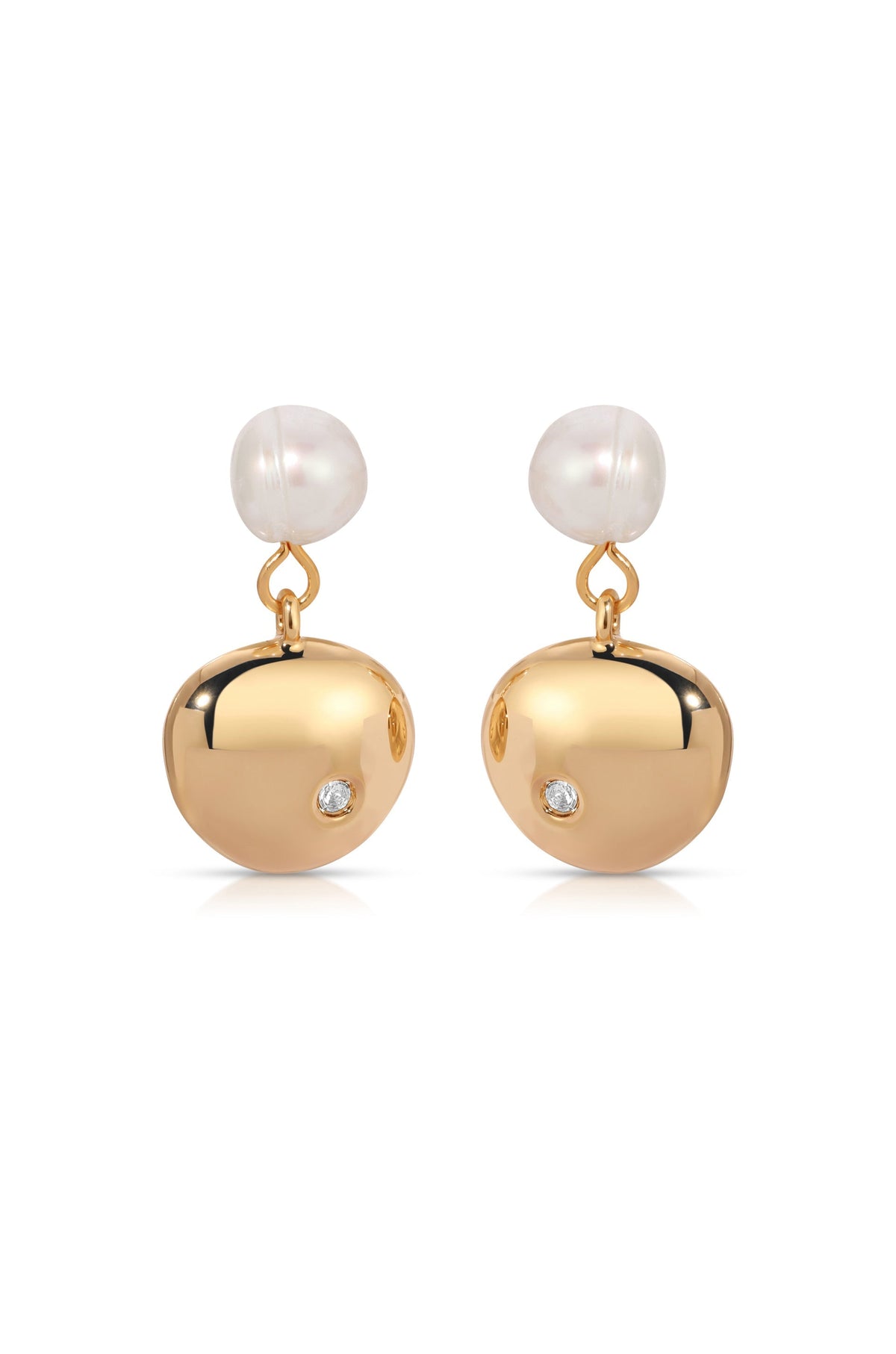 Small Pebble and Pearl Dangle Earrings