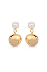 Small Pebble and Pearl Dangle Earrings