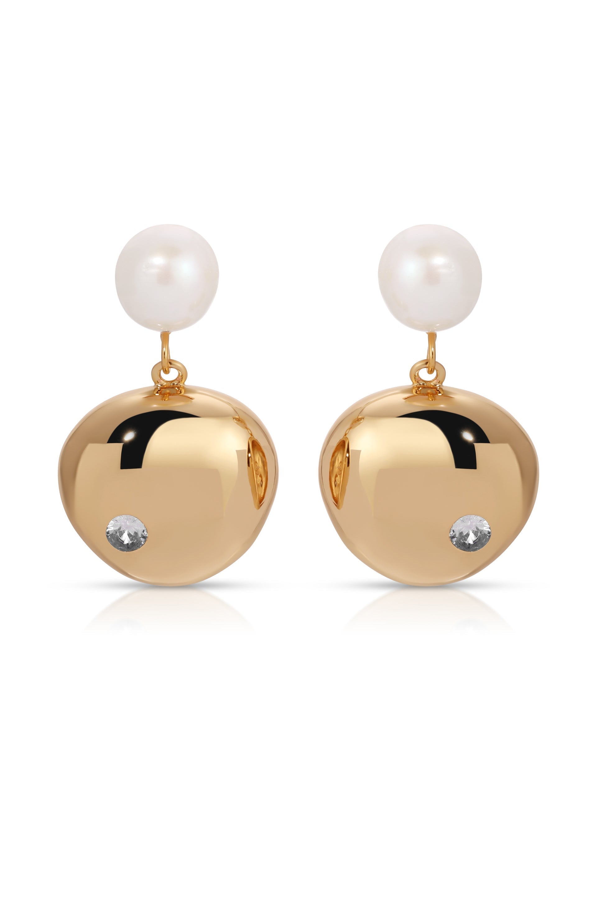 Large Pebble and Pearl Dangle Earrings
