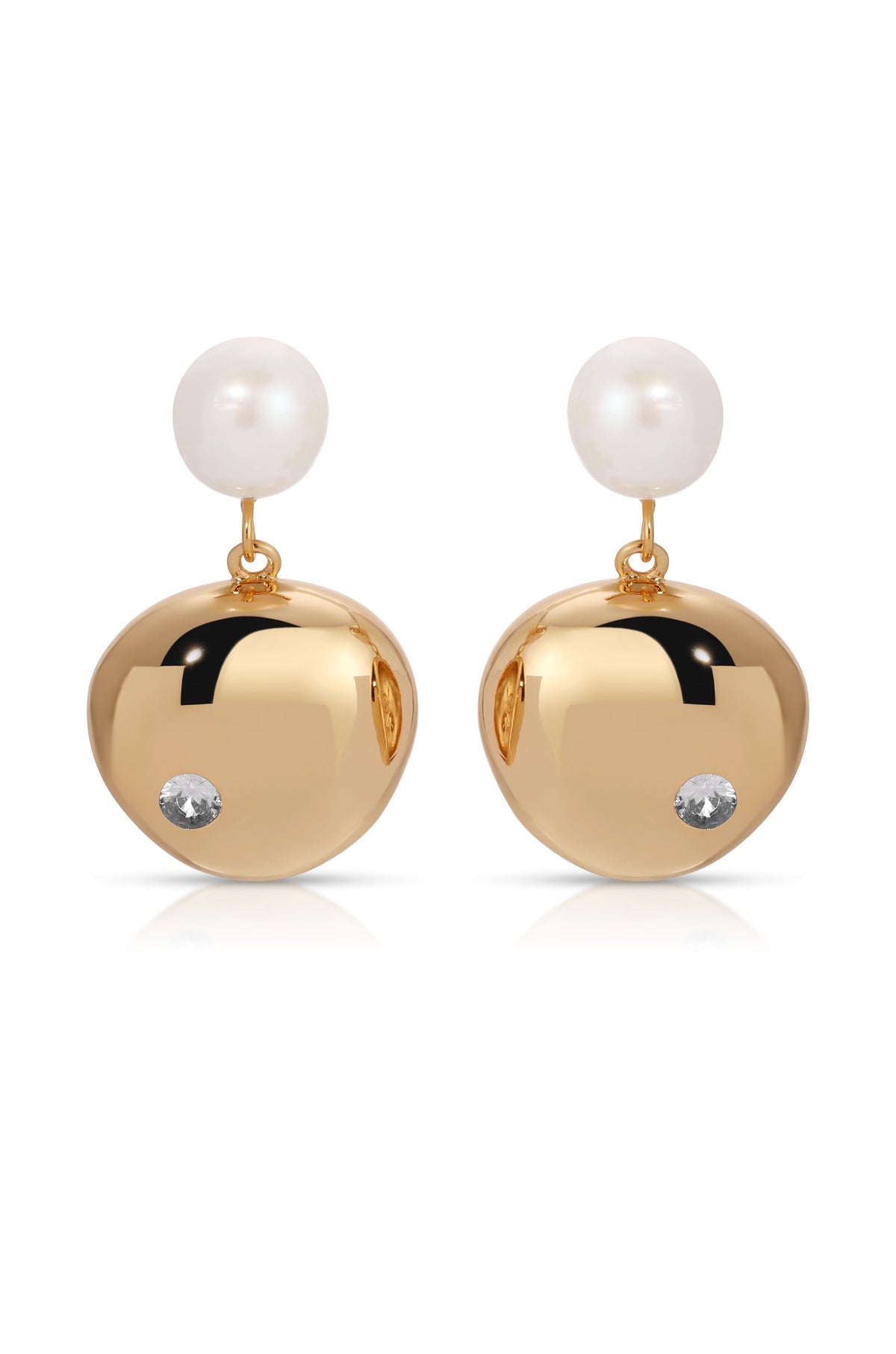 Large Pebble and Pearl Dangle Earrings