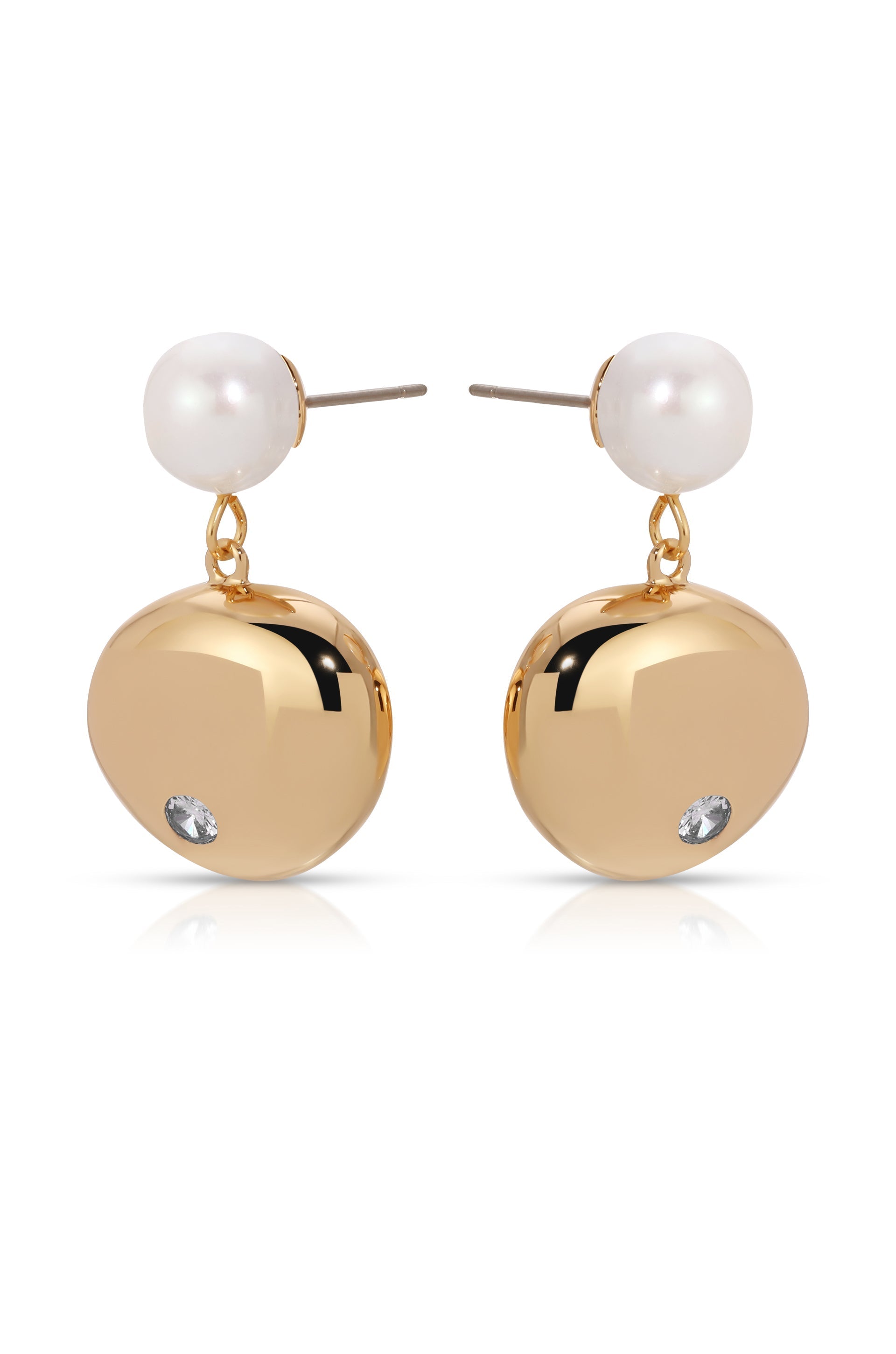 Large Pebble and Pearl Dangle Earrings