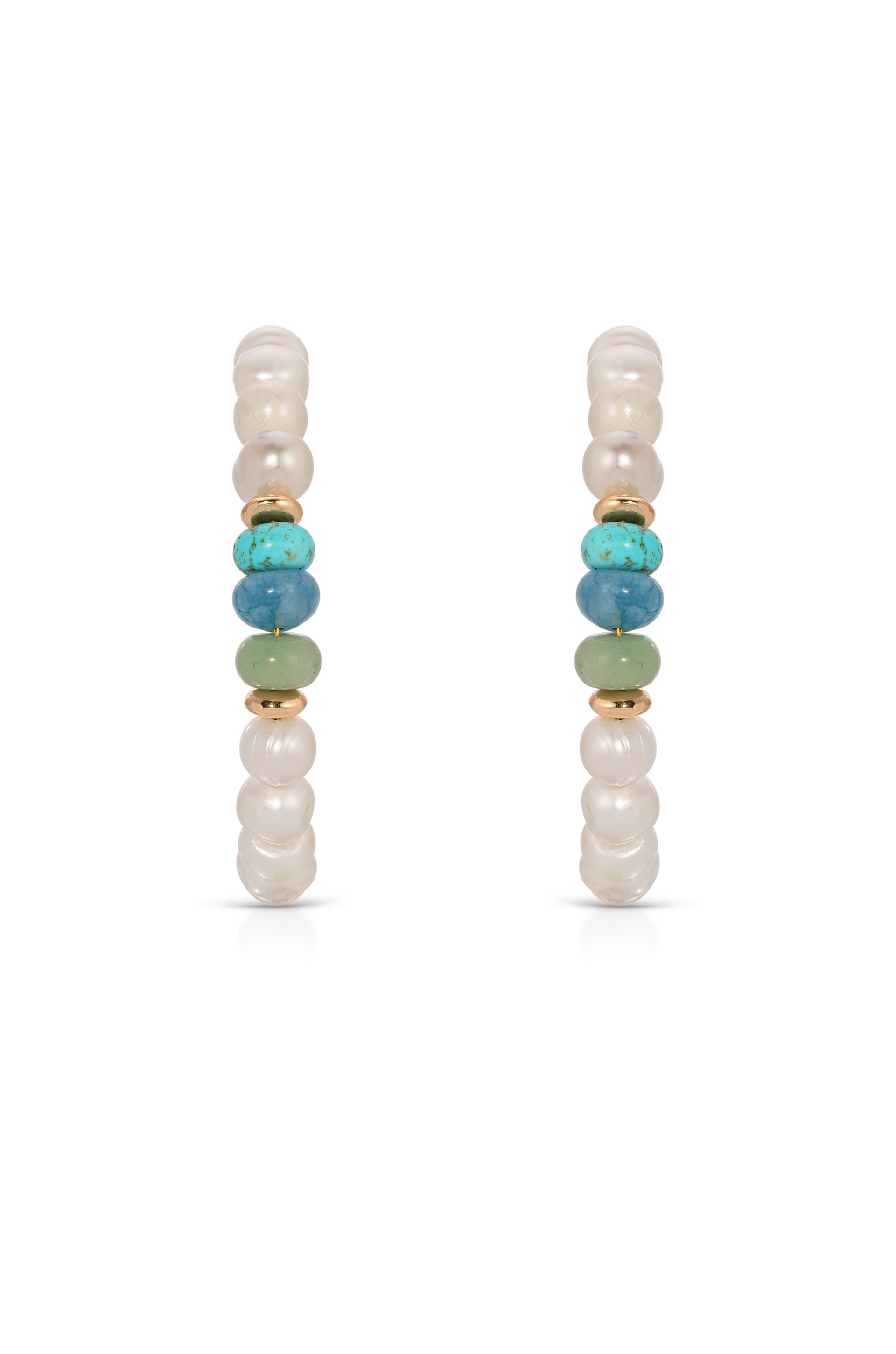 Beach Day Pearl and Gemstone Hoop Earrings