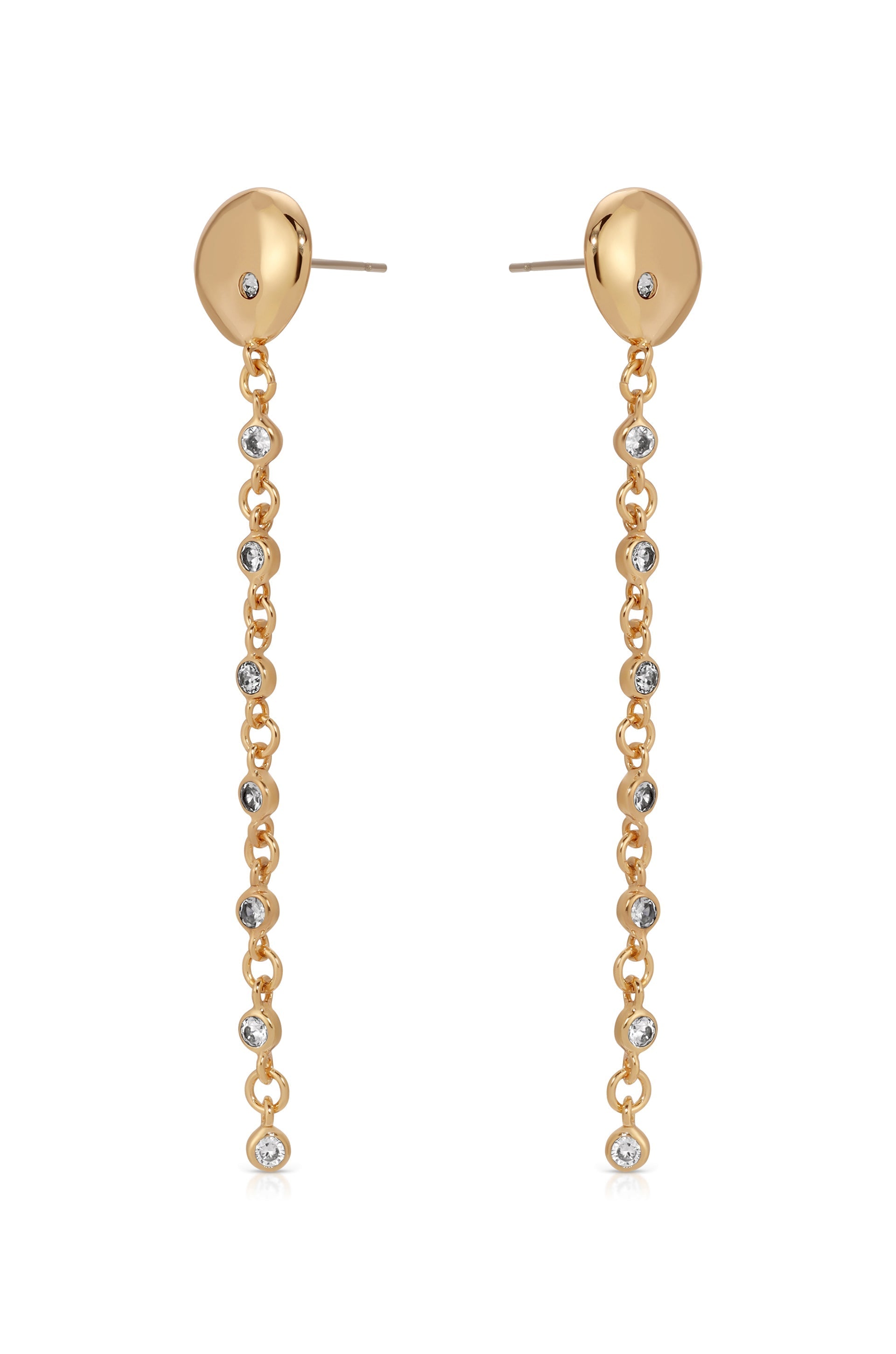 Polished Pebble Linear Chain Earrings