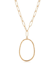 Large Oval Pendant Chain Link Necklace