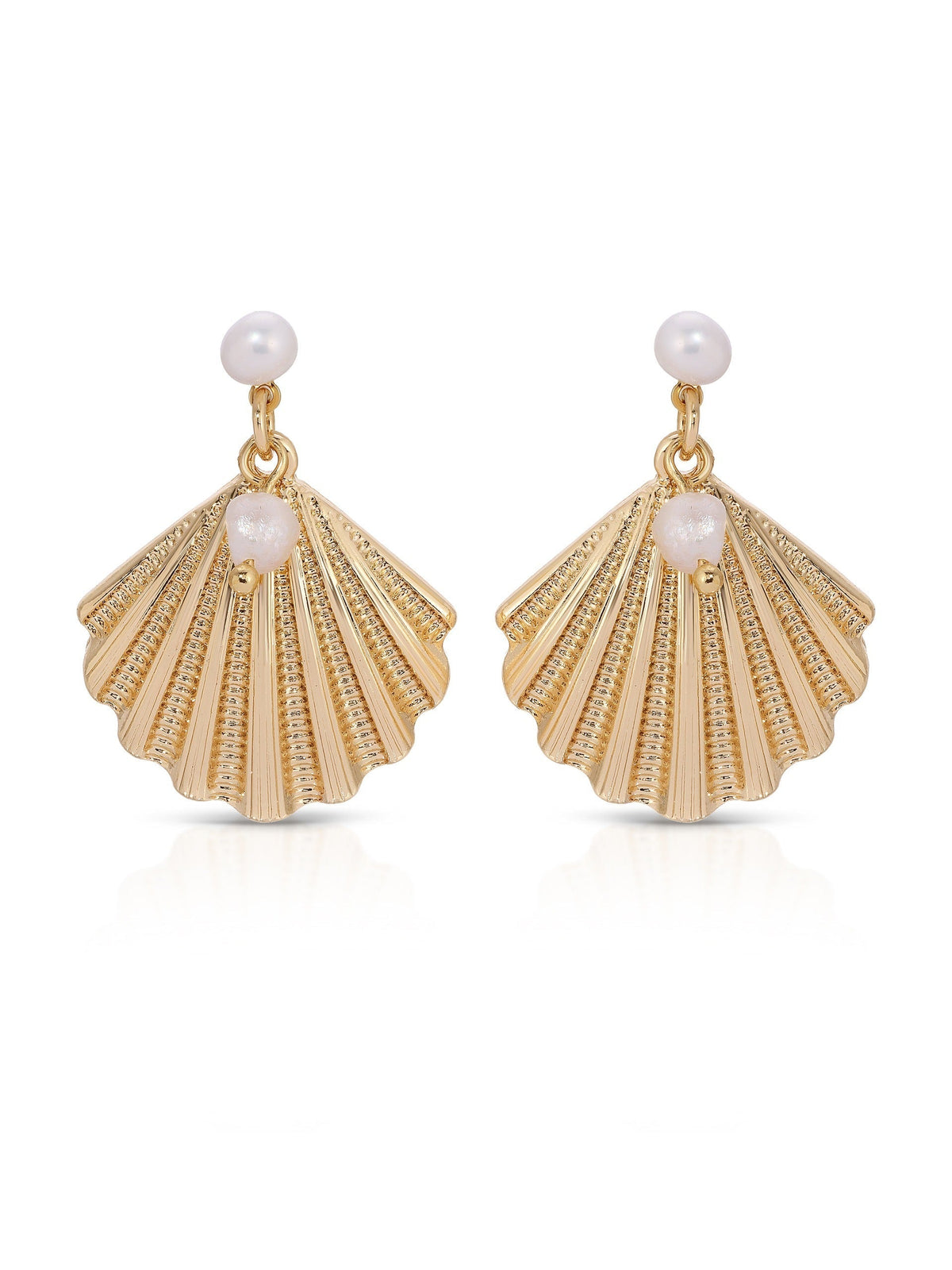 Scallop Shell and Pearl Earrings