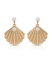 Scallop Shell and Pearl Earrings