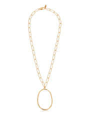 Large Oval Pendant Chain Link Necklace