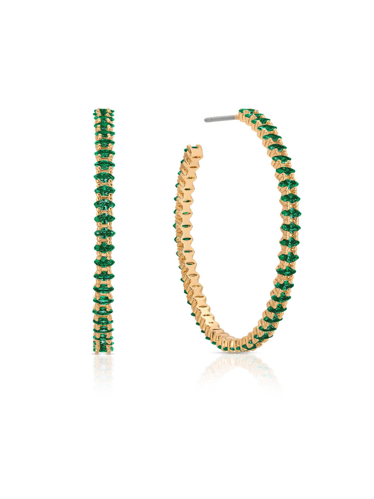 Emerald Crystal Marquise Hoops