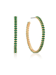 Emerald Crystal Marquise Hoops