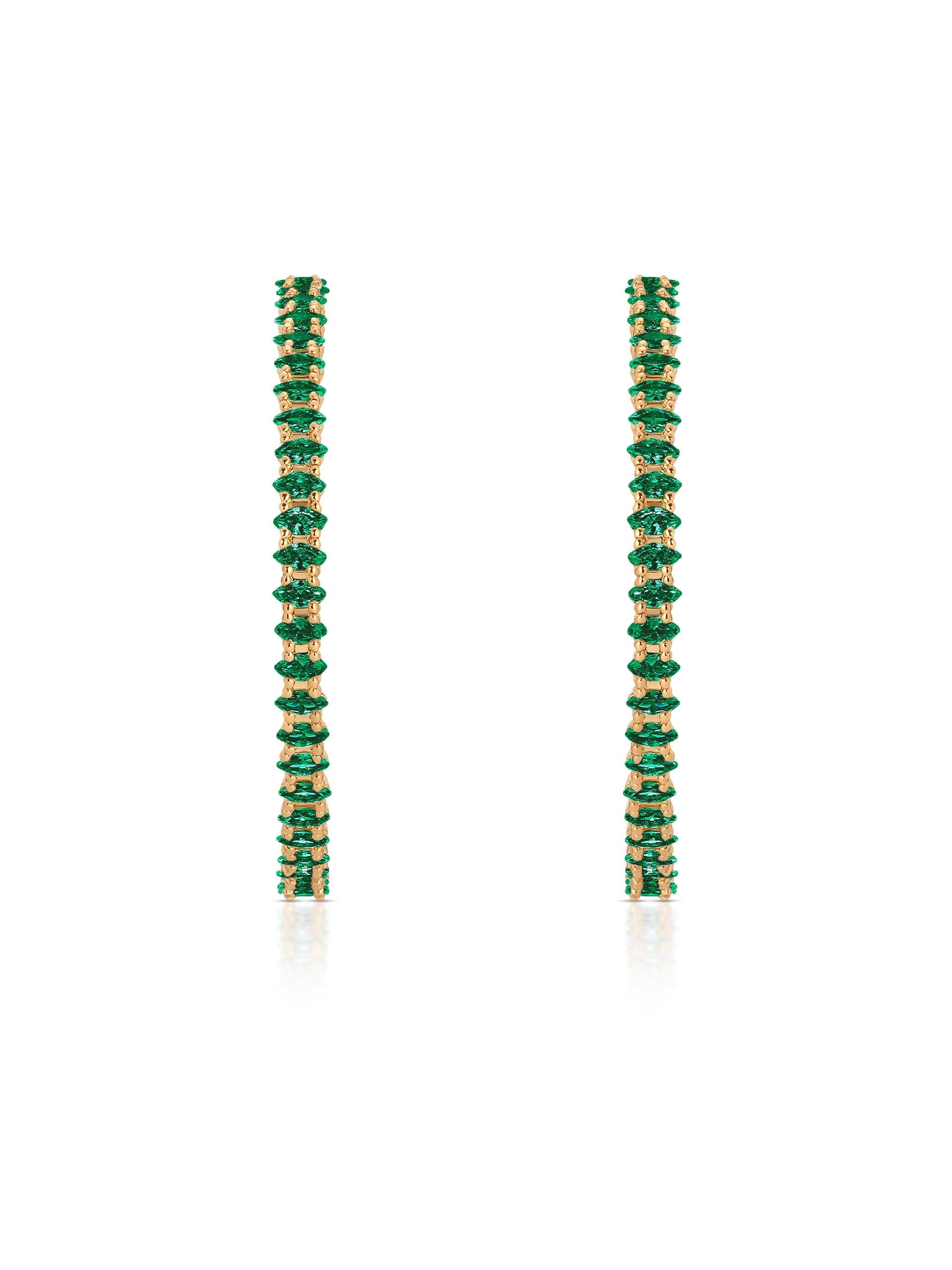 Emerald Crystal Marquise Hoops