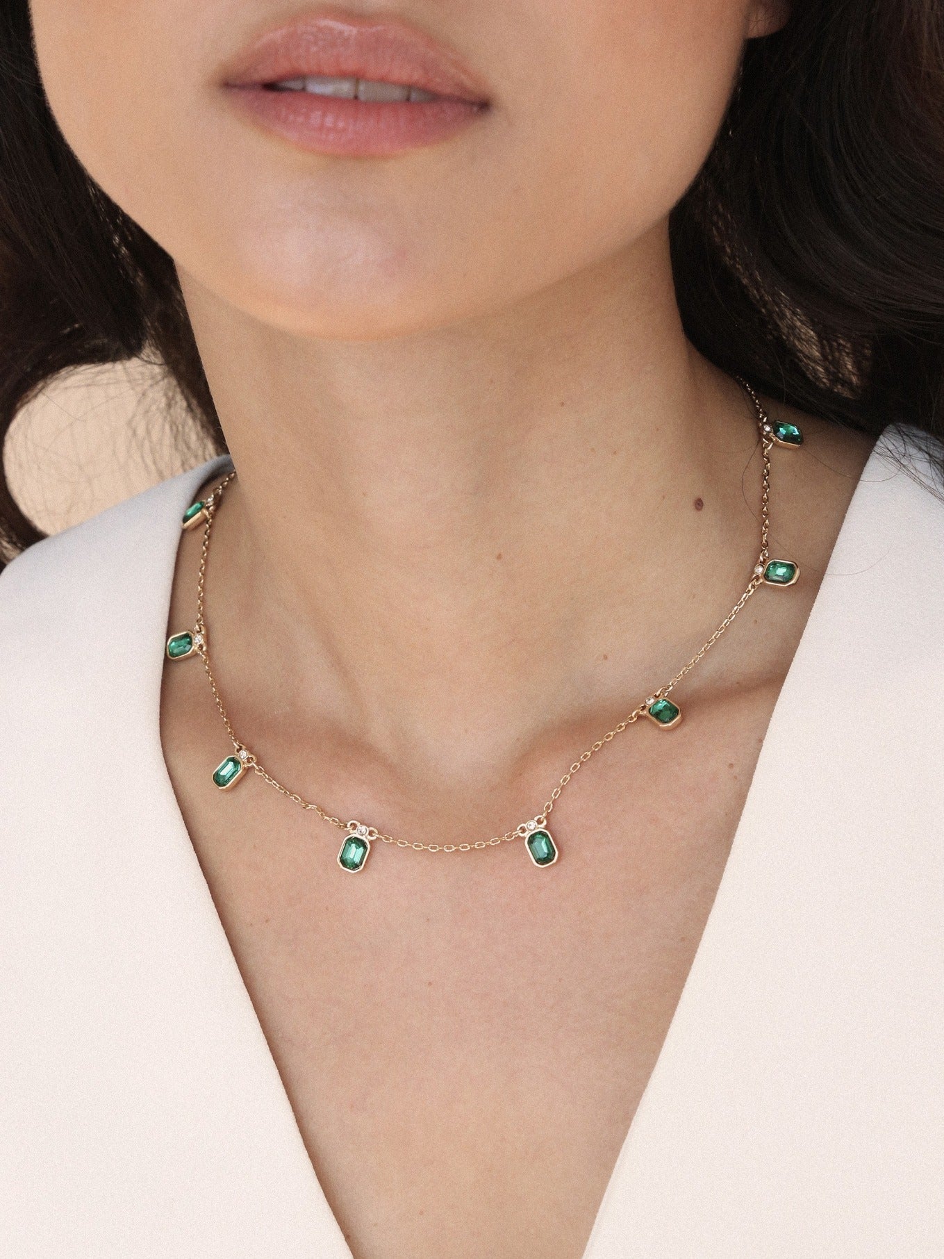 Deco Crystal Charm Necklace