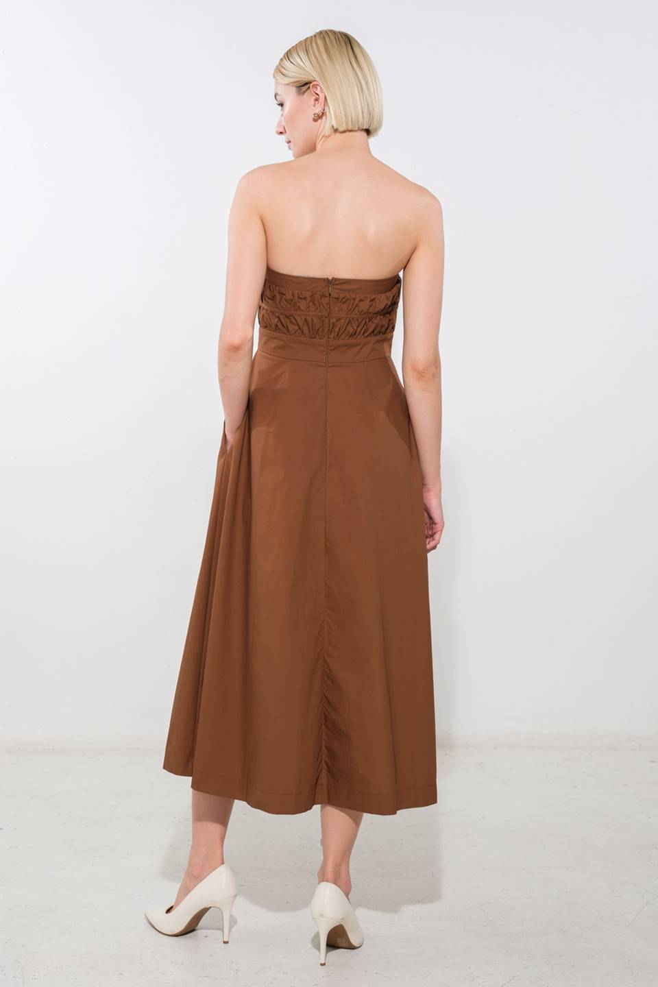 MYSTIC MIDI DRESS - STRAPLESS COTTON DRESS