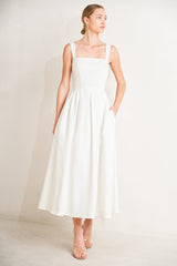 SERENE CHARM OFF WHITE MIDI DRESS